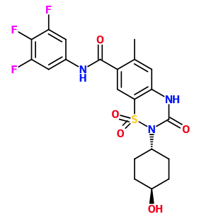 (image for) MC085519 2-(4-Hydroxy-cyclohexyl)-6-methyl-1,1,3-trioxo-1,2,3,4-tetrahydro-1l6-benzo[1,2,4]thiadiazine-7-carboxylic acid (3,4,5-trifluoro-phenyl)-amide